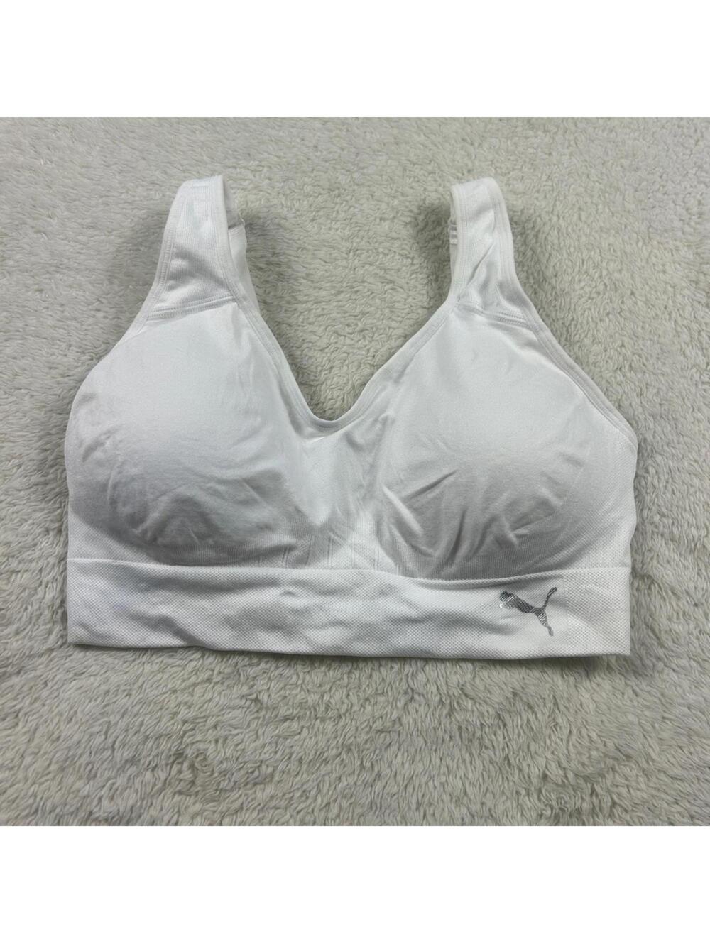 Puma Women’s White Sports Bra Convertible Criss Cross Straps Size Medium